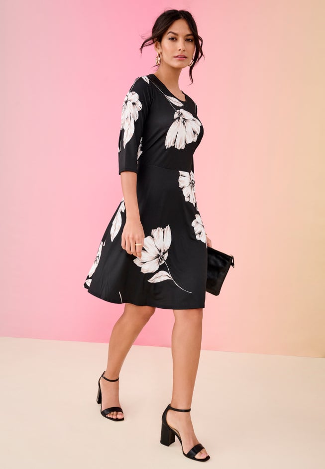 Stretch Knit Fit-And-Flare Dress image number 1