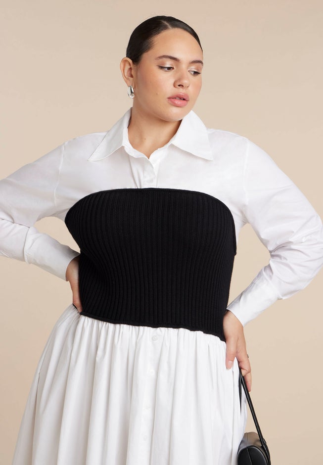 Sweater Twofer Shirt Dress image number 3