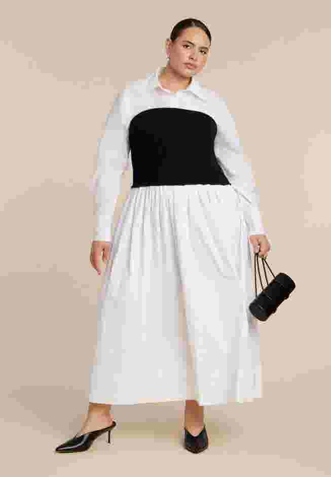 Sweater Twofer Shirt Dress image number 0