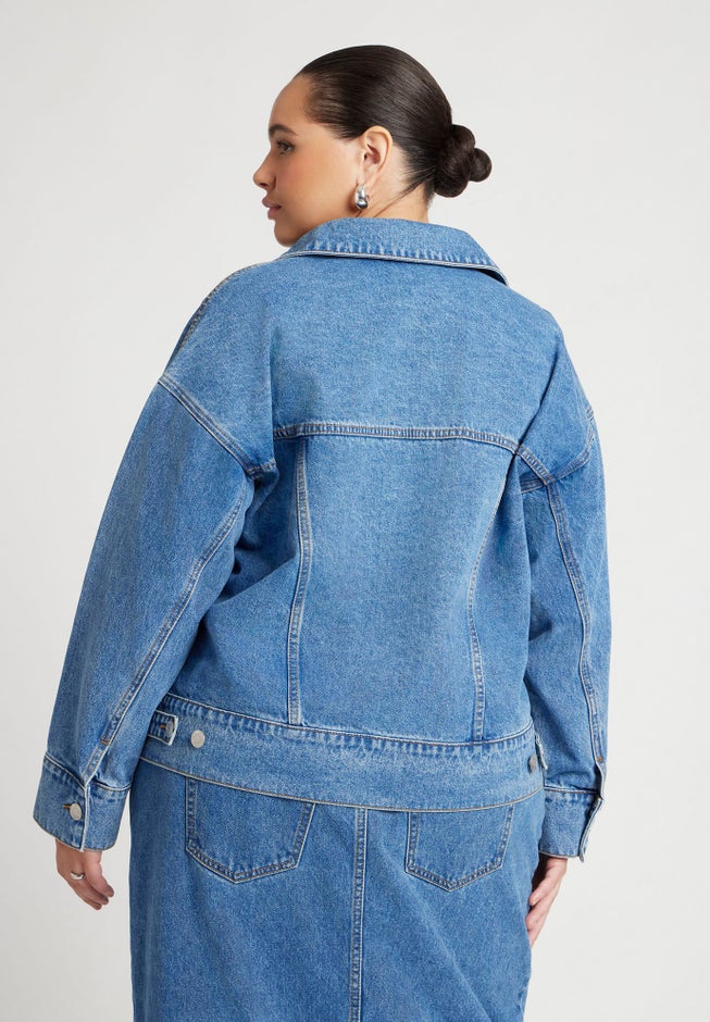 Denim Jacket With Cinched Waist image number 1