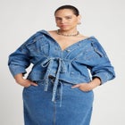 Denim Jacket With Cinched Waist image number null