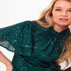 Short Flutter Sleeve Sequin Top image number null