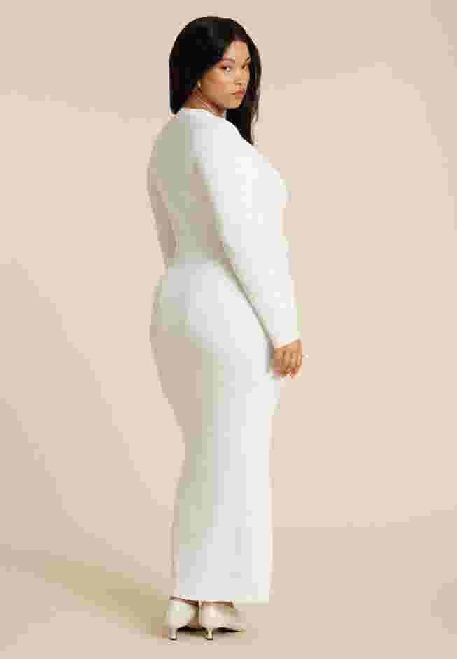 Ruffle Placket Sweater Dress image number 1