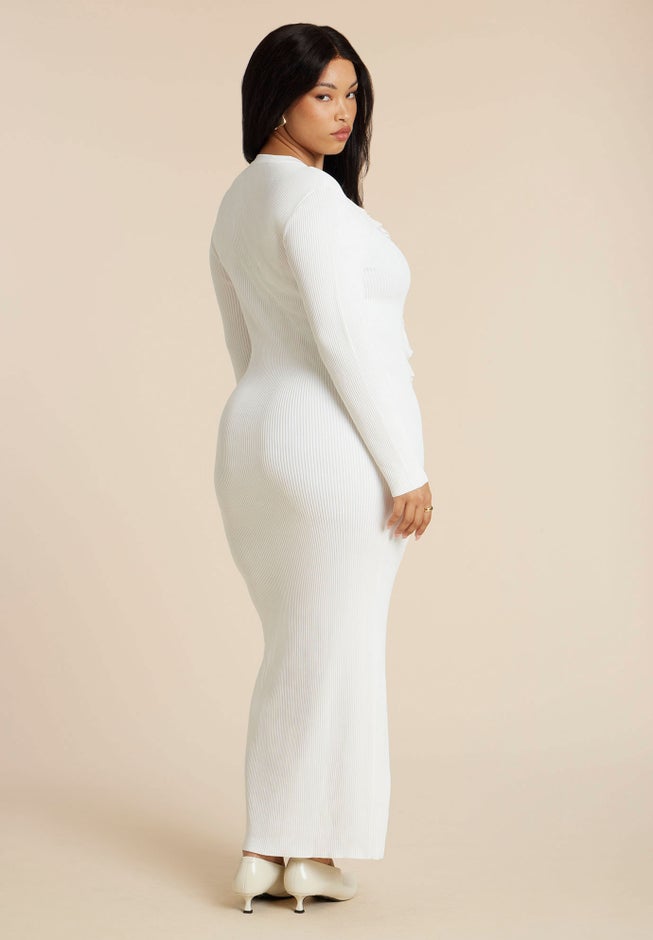 Ruffle Placket Sweater Dress image number 1