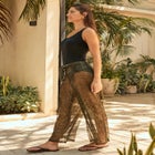 Metallic Crinkle Cover-Up Pants image number null