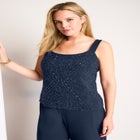 3-Piece Pant Set With Beaded Tank image number null