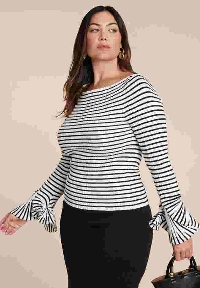 Striped Sweater With Flared Sleeve image number 2