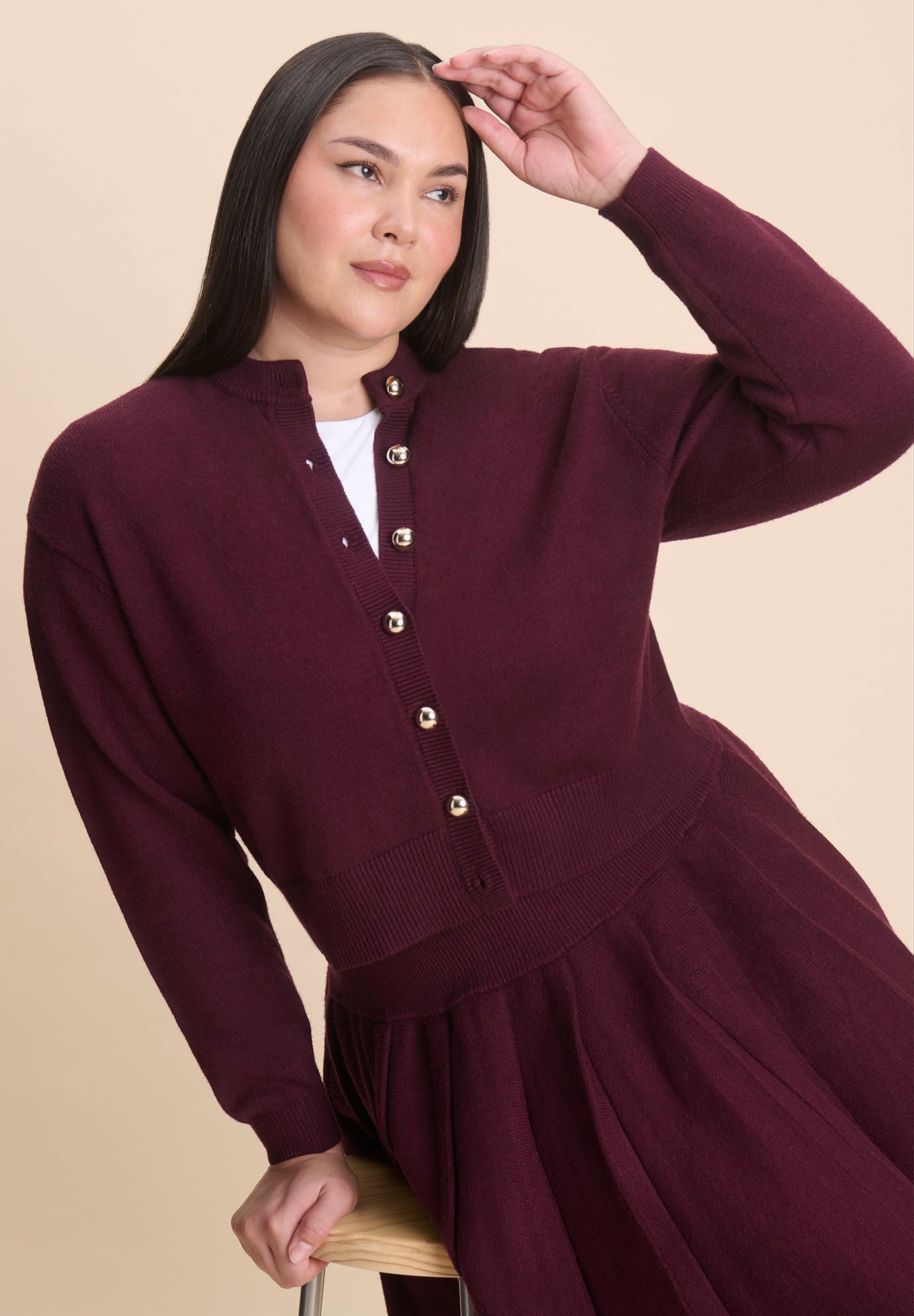 Gold Button Cropped Cardigan image number 0