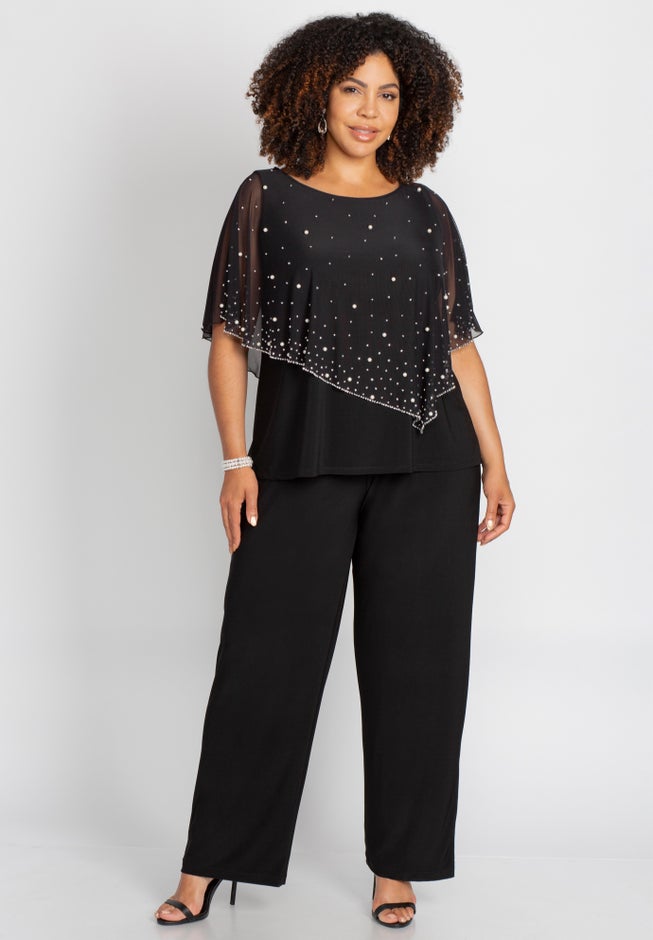 Chiffon Overlay Top & Pant Duet image number 0