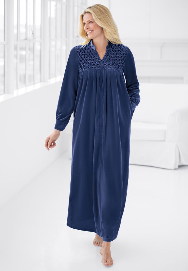 Smocked Velour Long Robe image number 5