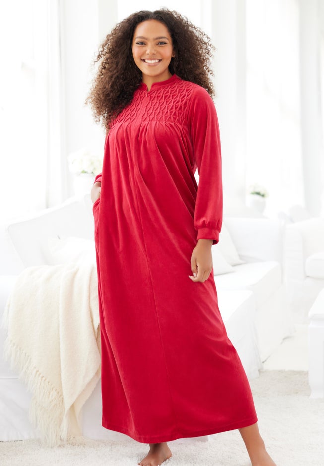 Smocked Velour Long Robe image number 4