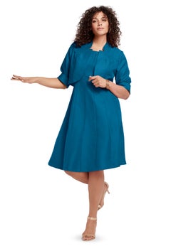 Plus Size Elbow Sleeve Fit-and-Flare Dress with Bolero Jacket &ndash; 2-Piece Suit