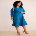 Plus Size Elbow Sleeve Fit-and-Flare Dress with Bolero Jacket &ndash; 2-Piece Suit image number null