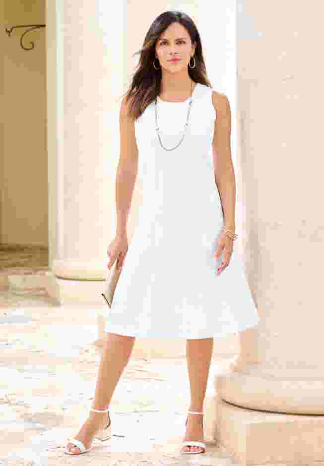 Plus Size Elbow Sleeve Fit-and-Flare Dress with Bolero Jacket – 2-Piece Suit image number 4