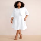 Plus Size Elbow Sleeve Fit-and-Flare Dress with Bolero Jacket &ndash; 2-Piece Suit image number null