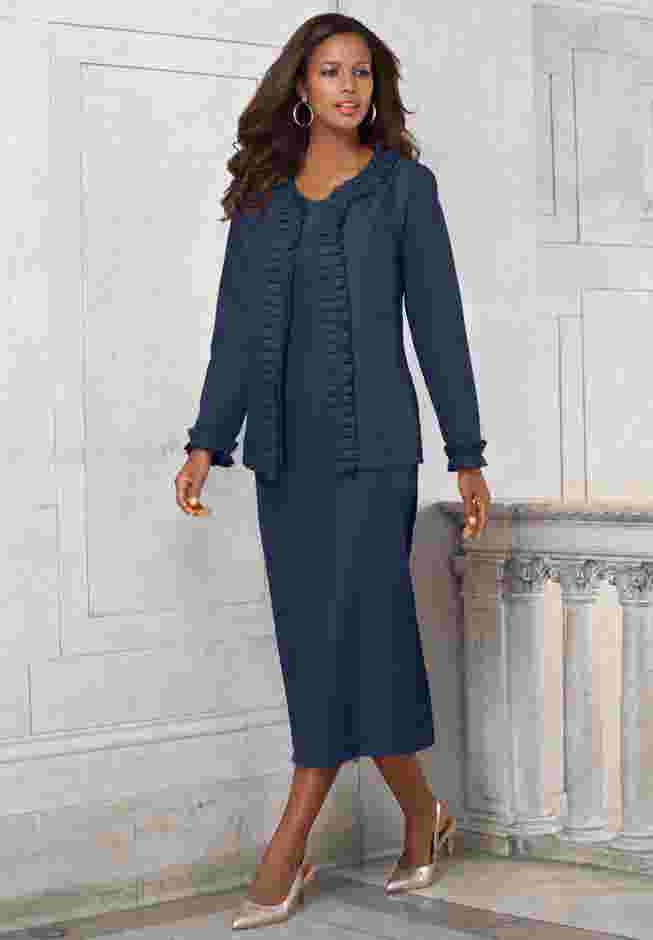 Pleated Suit Jacket Dress image number 0