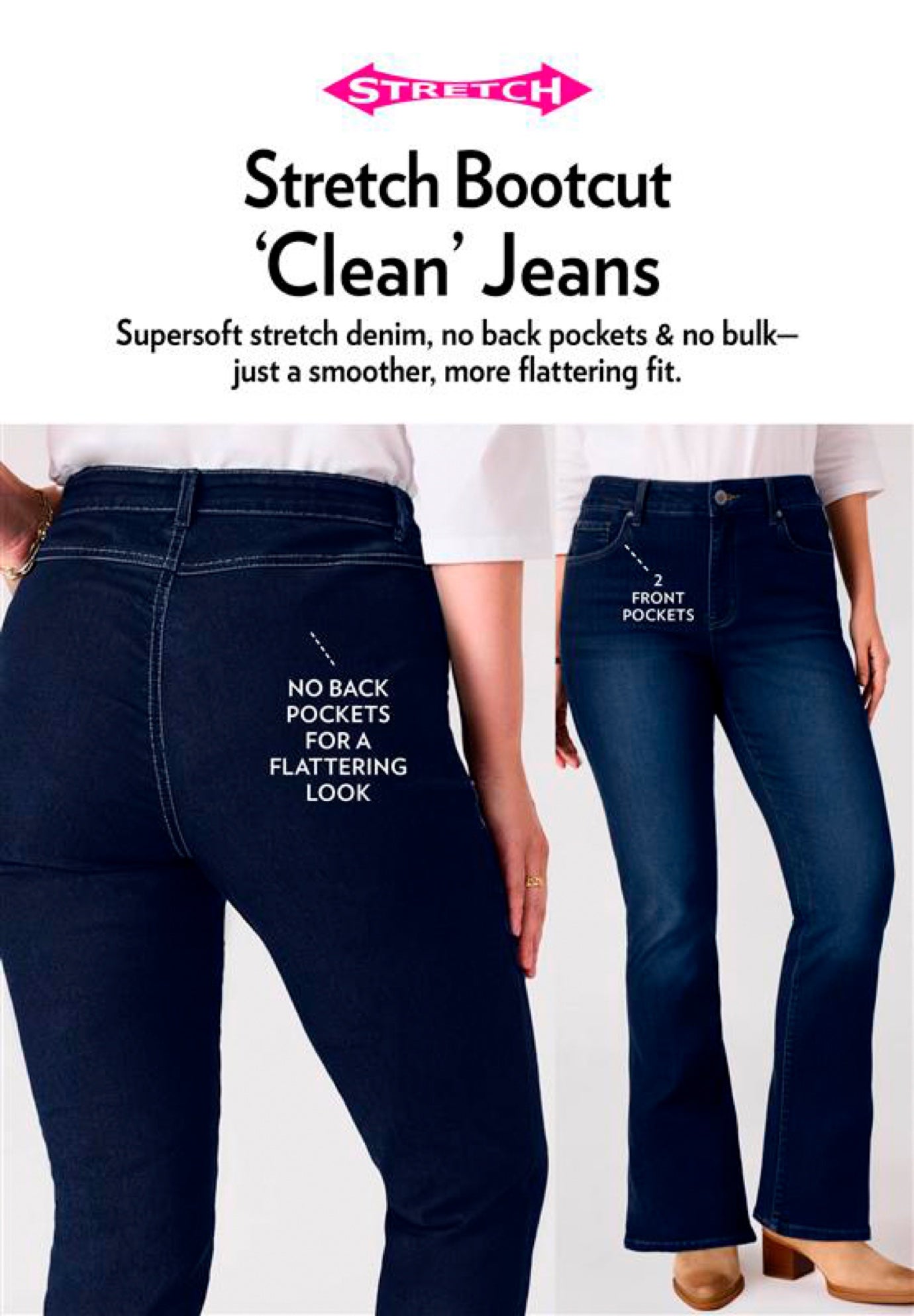Stretch Bootcut Clean Jeans image number 1