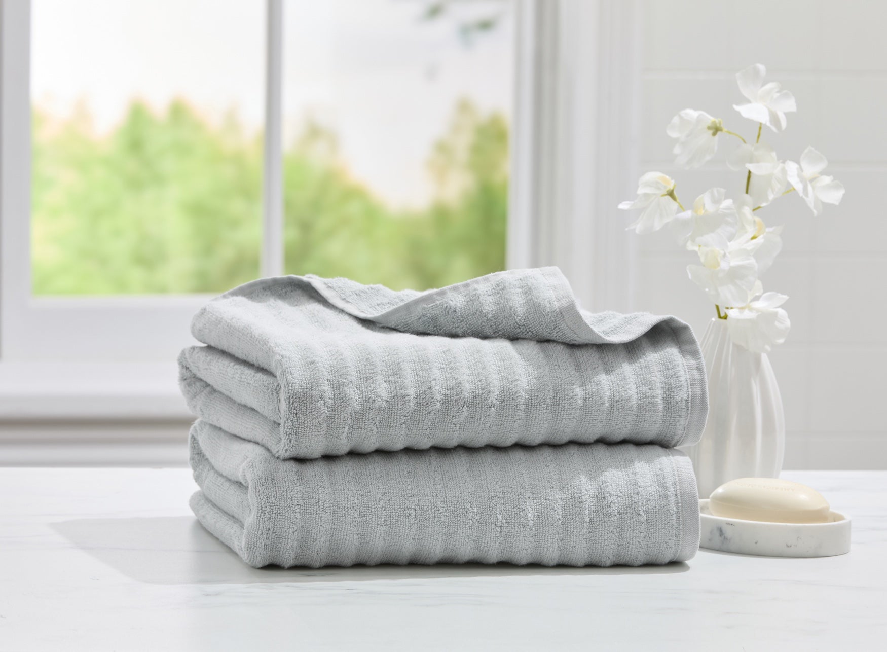2-Pc. Ribbed Cotton Bath Towel Set image number 0