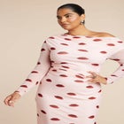 Asym Neck Printed Mesh Dress image number null