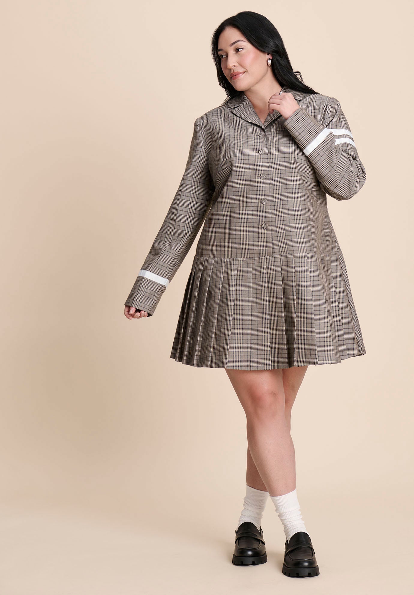 Pleated Plaid Mini Dress image number 1