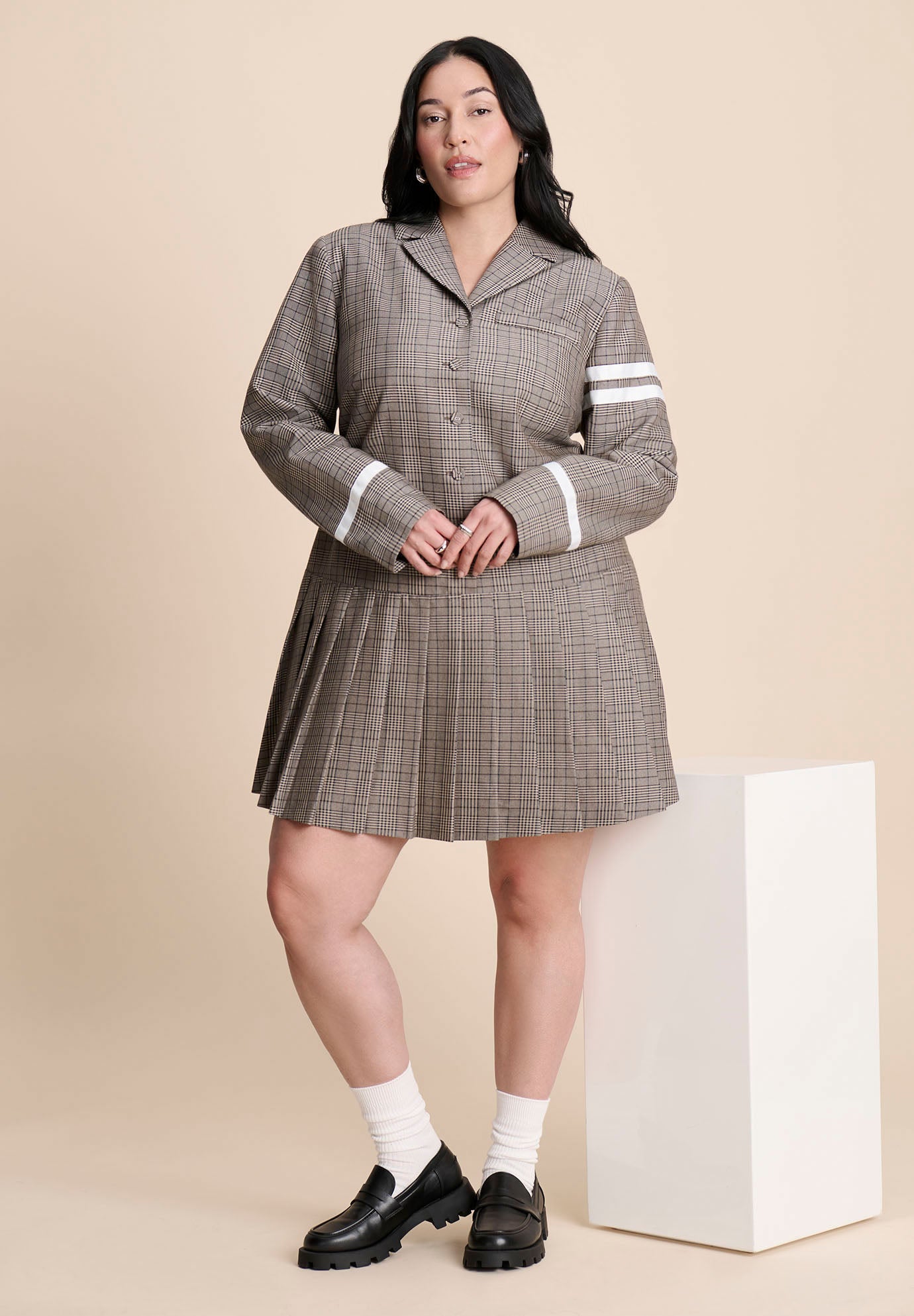 Pleated Plaid Mini Dress image number 2