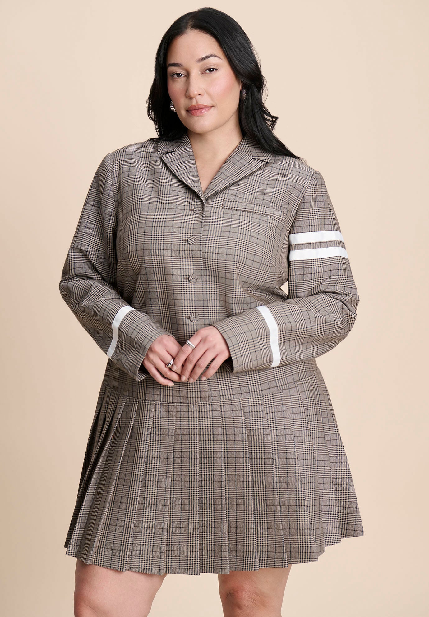 Pleated Plaid Mini Dress image number 5