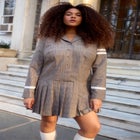 Pleated Plaid Mini Dress image number null