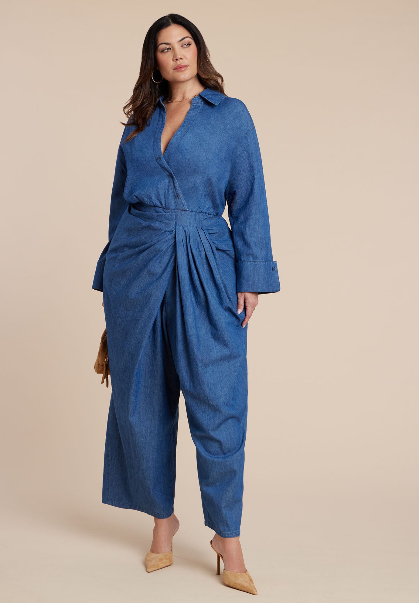 Chambray Pleated Jumpsuit image number 1