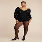 Heart Stud Sweater Hot Short image number null