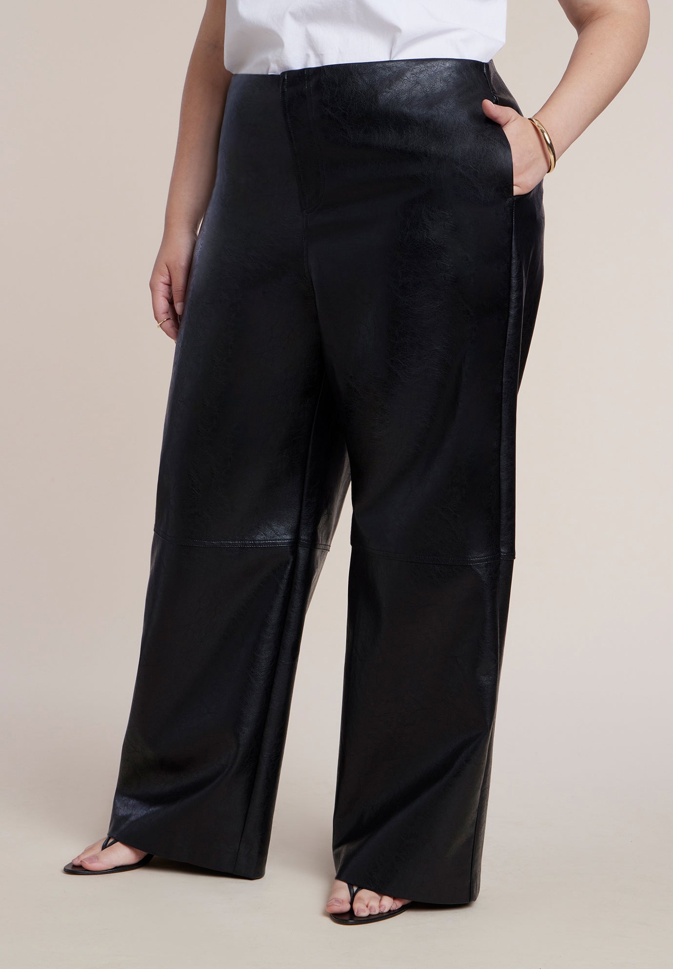 Textured Faux Leather Wide Leg Pant image number 1