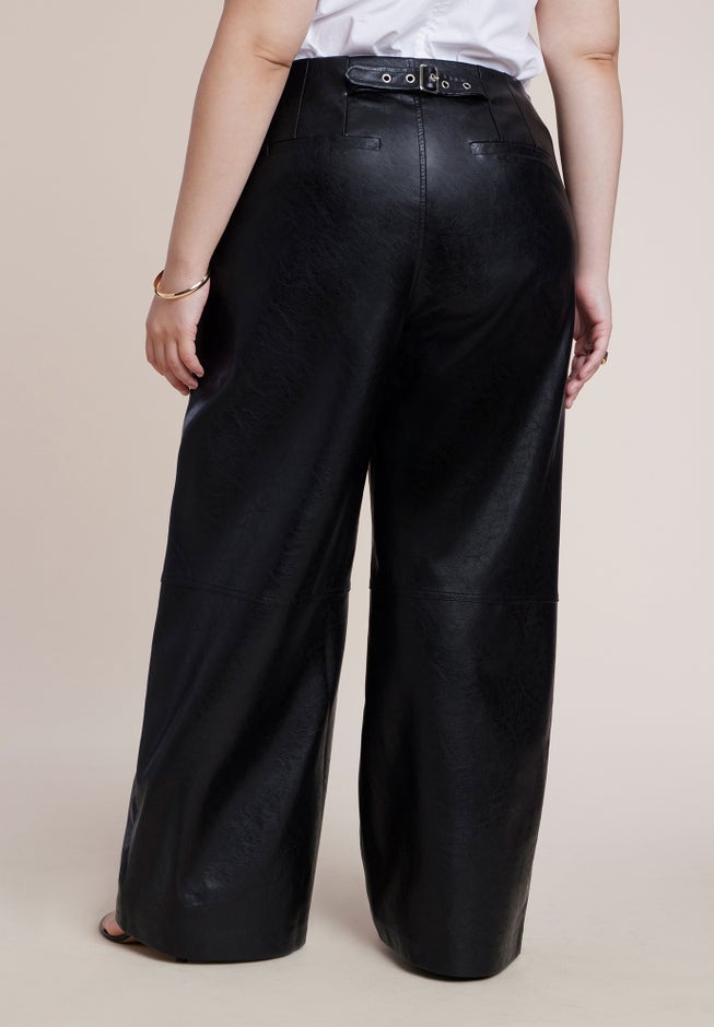 Textured Faux Leather Wide Leg Pant image number 2
