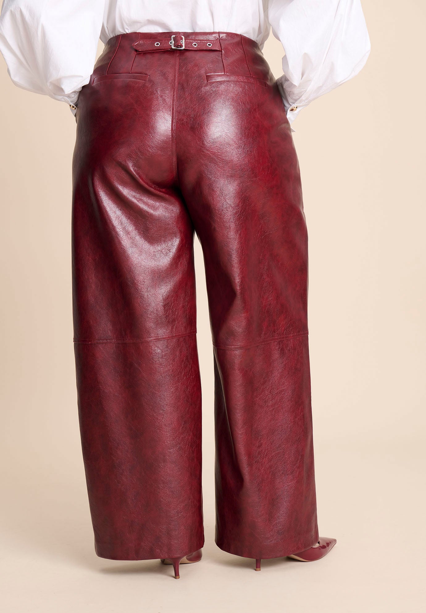 Textured Faux Leather Wide Leg Pant image number 1