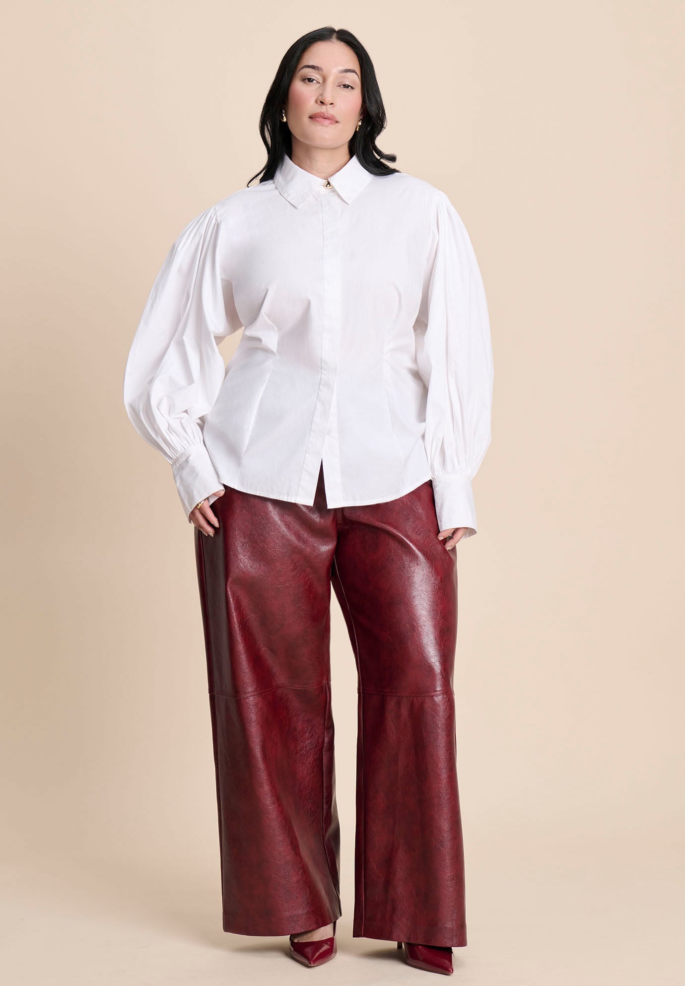 Textured Faux Leather Wide Leg Pant image number 2