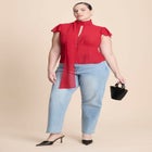 Flutter Sleeve Top With Necktie image number null