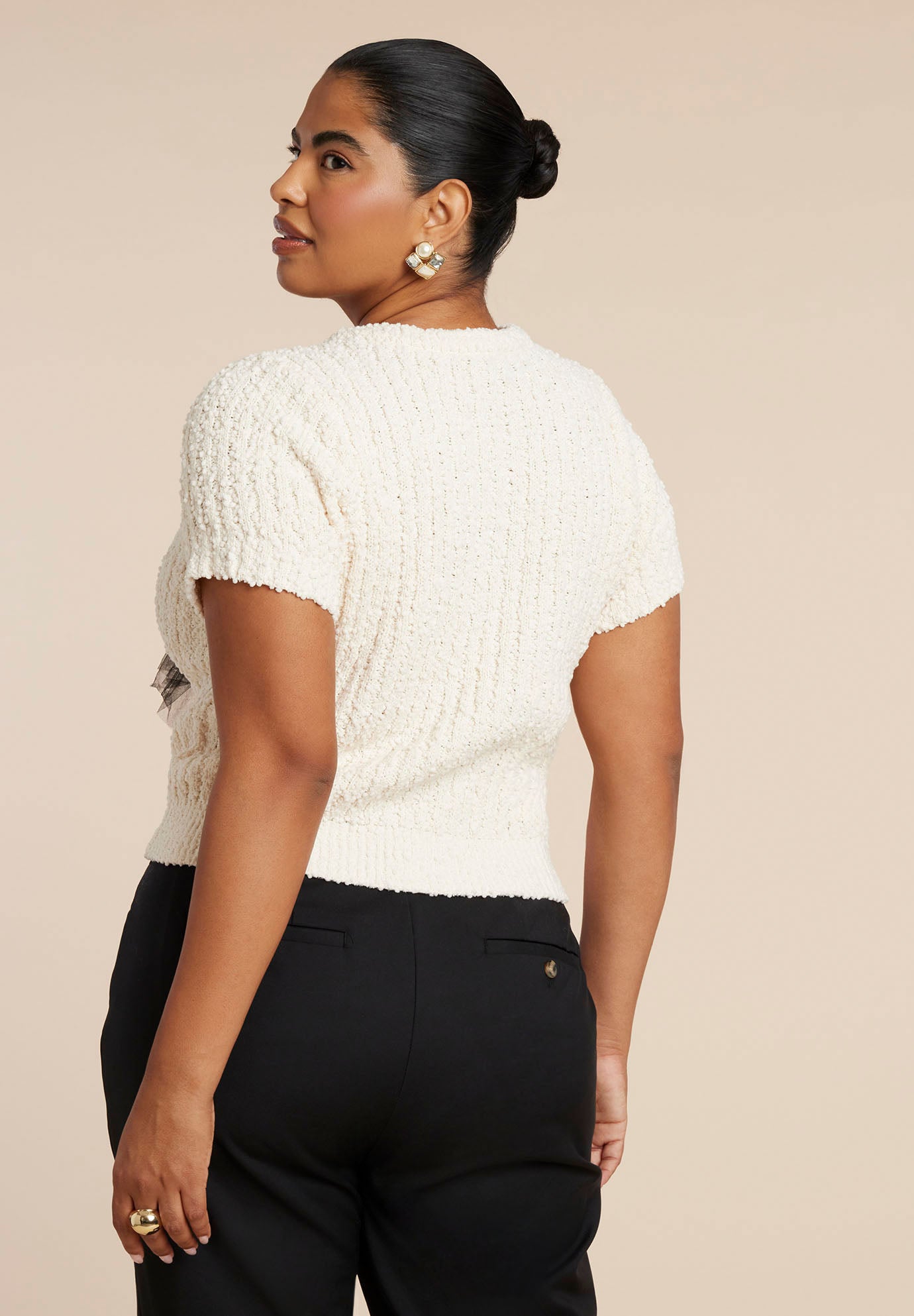 Sweater With Sheer Bow image number 1