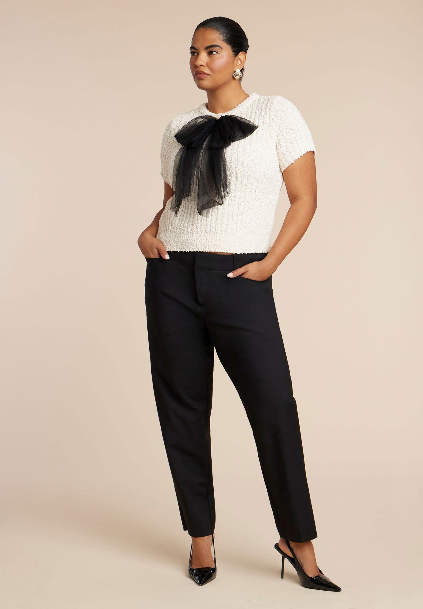 Sweater With Sheer Bow image number 2