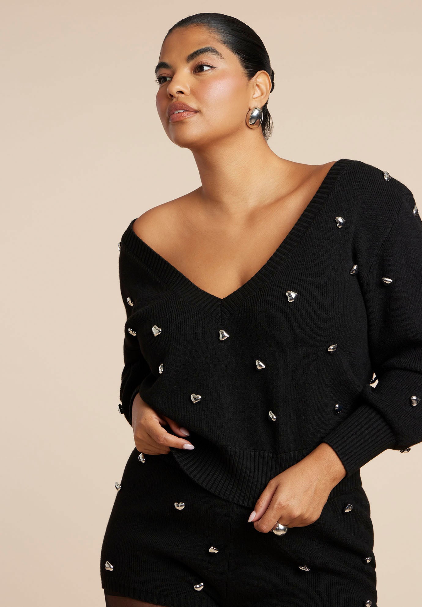 Heart Embellished Sweater image number 1