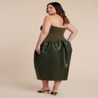 Faux Leather Sweater Mixed Dress image number null