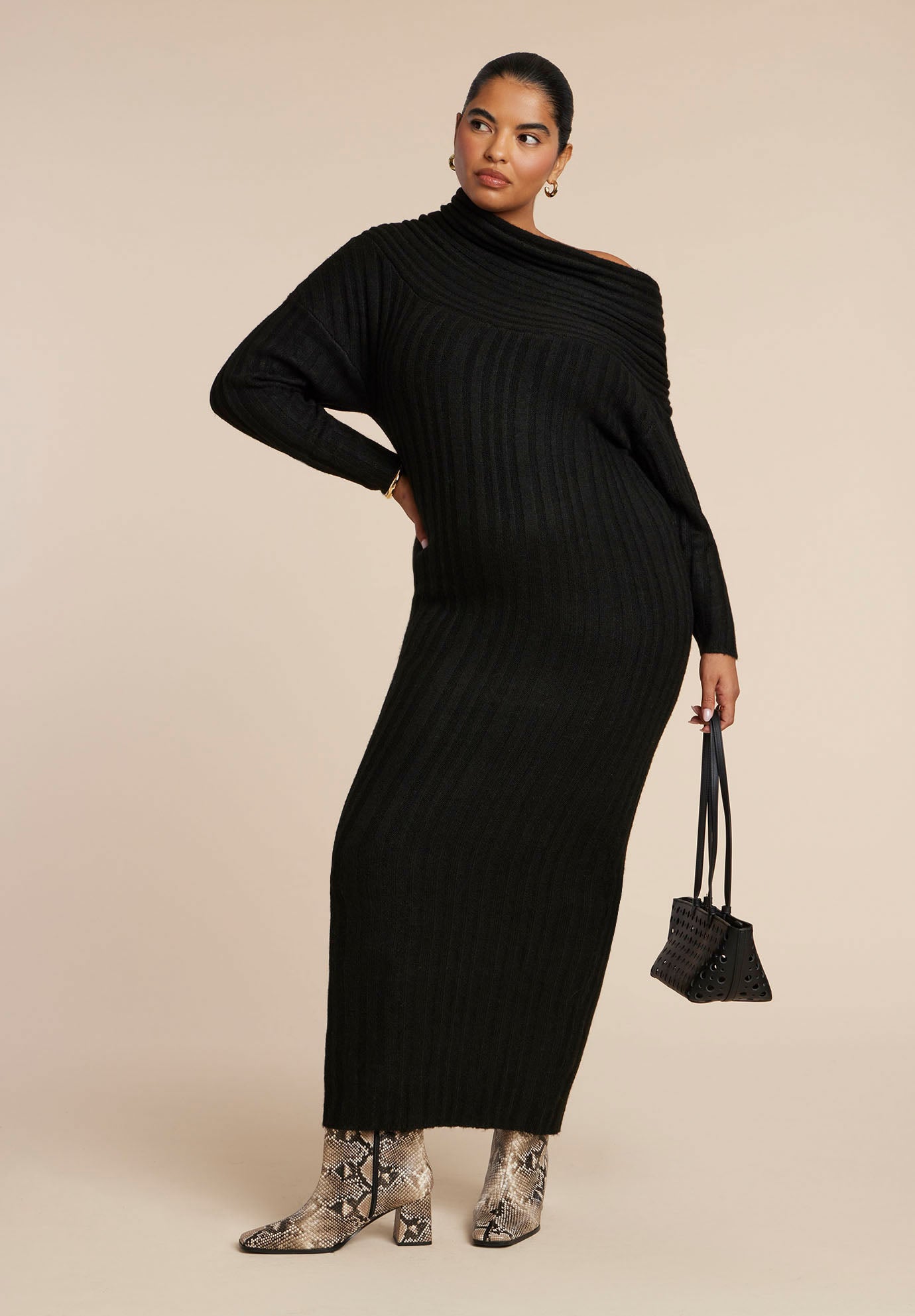 High Collar Sweater Dress image number 0