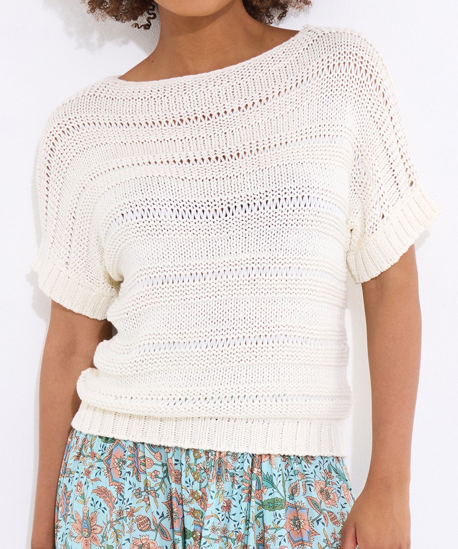 Boatneck Pointelle Sweater image number 1
