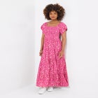 Square Neck Smocked Crinkle Maxi Dress image number null