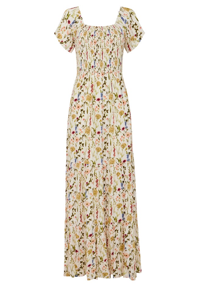 Smocked Crinkle Meadow Maxi Dress image number 1