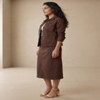 Classic Cotton Denim Midi Skirt image number 1