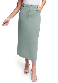 Classic Cotton Denim Midi Skirt