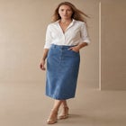 Classic Cotton Denim Midi Skirt image number 0