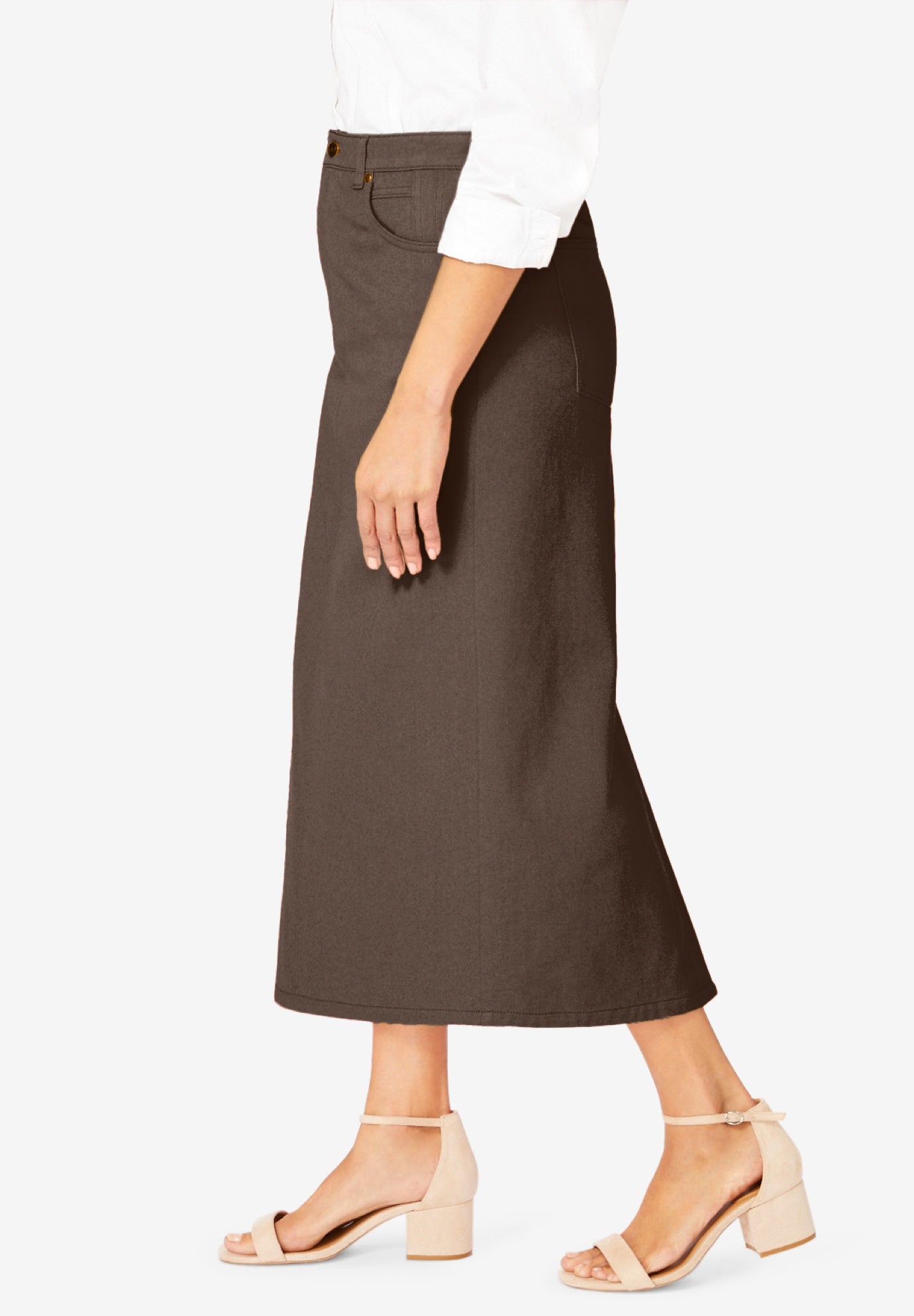 Classic Cotton Denim Midi Skirt image number 2