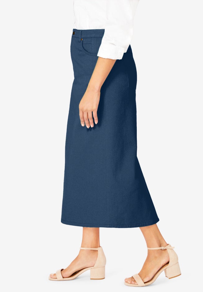 Classic Cotton Denim Midi Skirt image number 2