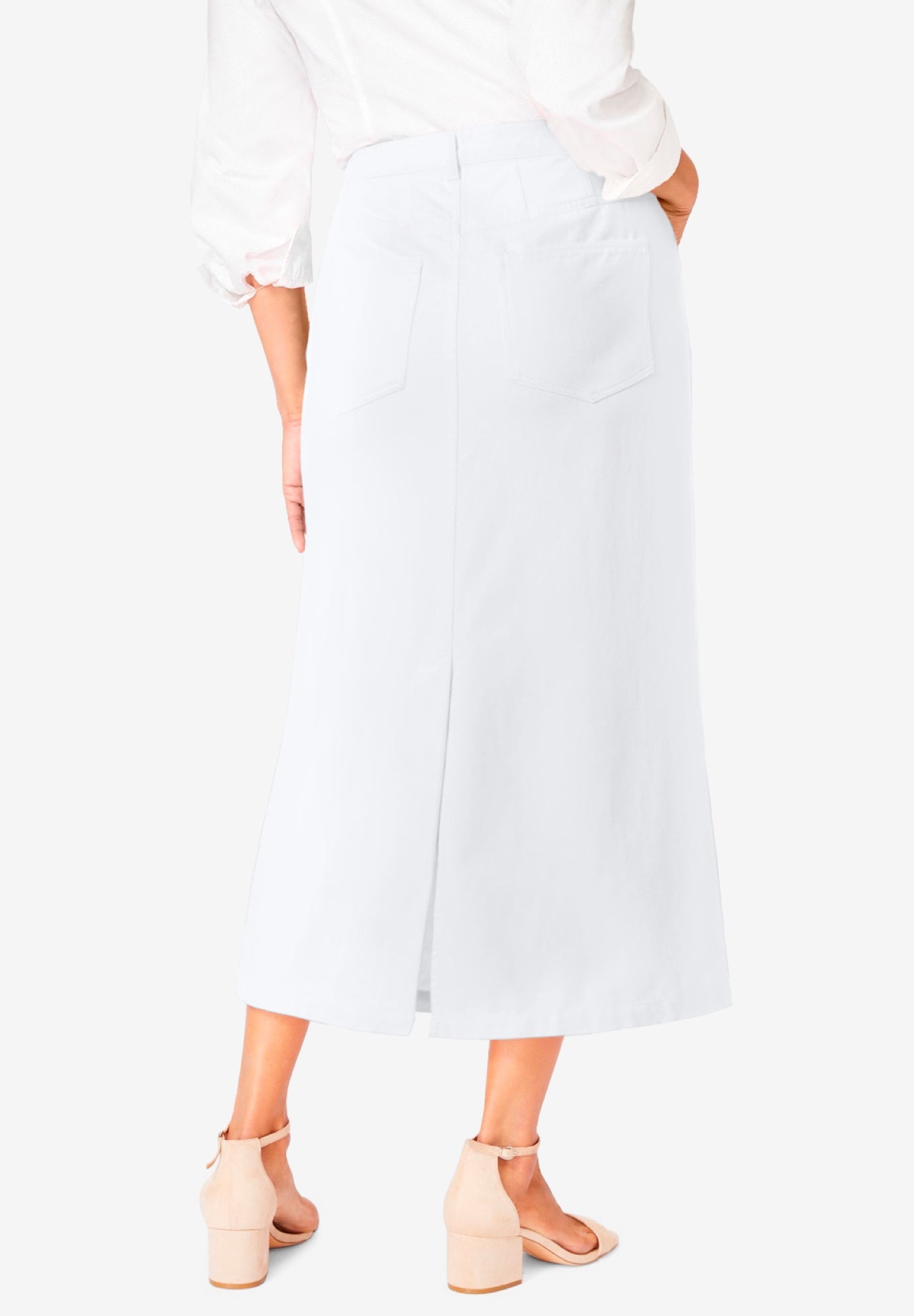 Classic Cotton Denim Midi Skirt image number 2