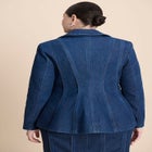 Seamed Denim Peplum Blazer image number null