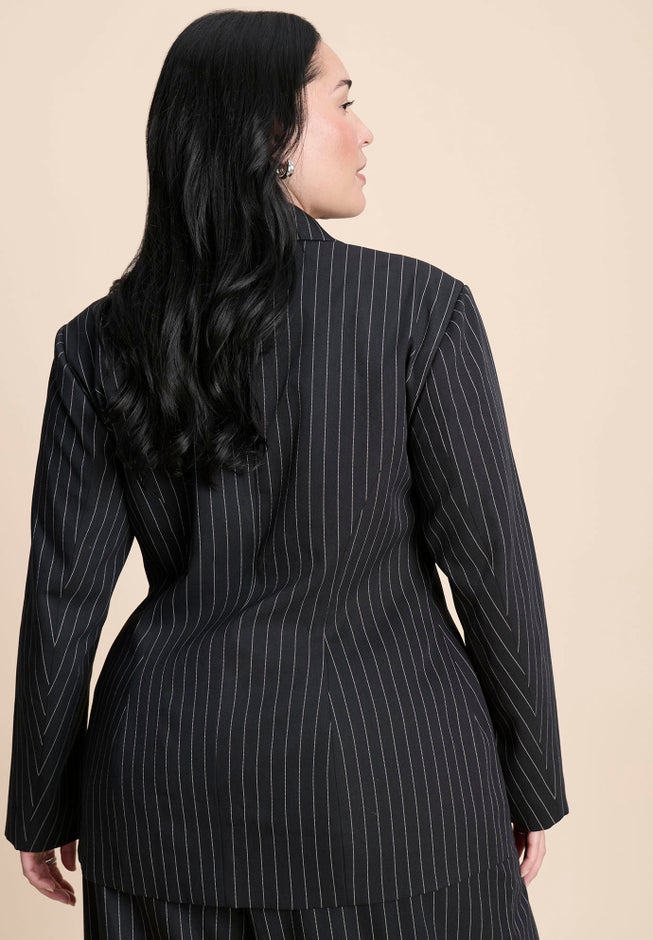 Zip Hem Pinstripe Blazer image number 4